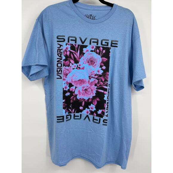The Young and Wild Savage Blue Graphic TShirt Short Sleeve Mens Size Large NEW - Picture 7 of 8